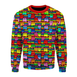 Rainbow Cat Ugly Christmas Sweater, All Over Print Sweatshirt