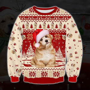 Cute Golden Retriever Dog Ugly Christmas Sweater, All Over Print Sweatshirt