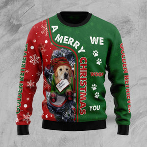 Golden Retriever Dog Ugly Christmas Sweater, All Over Print Sweatshirt