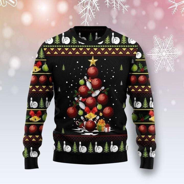 Bowling Tree Black Ugly Christmas Sweater