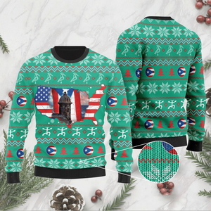 American Puerto Rico Ugly Christmas Sweater, All Over Print Sweatshirt